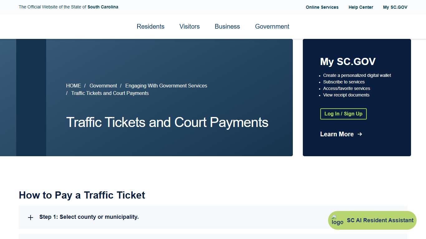 Traffic Tickets and Court Payments | South Carolina